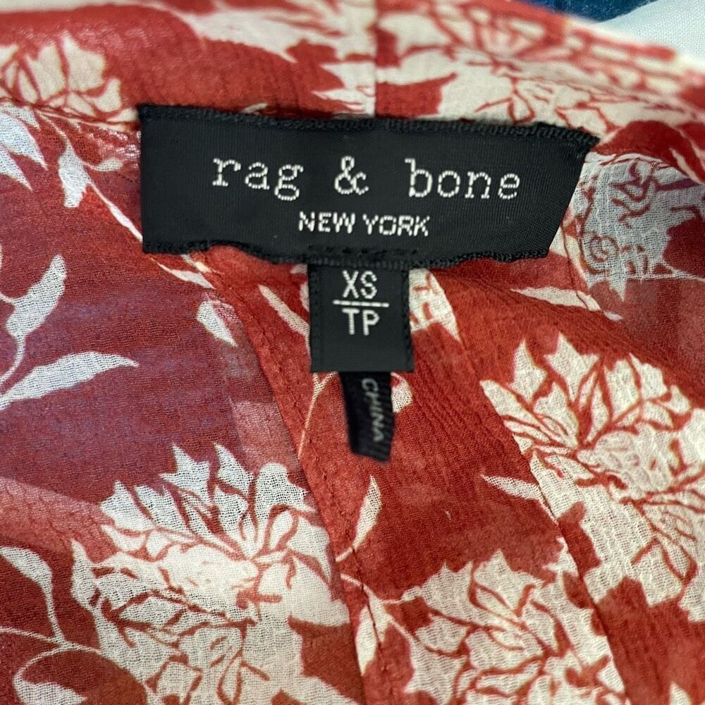NWOT Rag & Bone Elysse Midi Dress Rust Floral Chiffon $495 XS - Picture 8 of 10